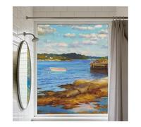 Siunwdiy Stained Glass Window Film Oil Painting Reproduction Pattern Static Cling Privacy Frosted Film Anti-UV Reusable No Adhesive for Home Office Kitchen Bathroom DoorWindow,W44,70x120cm