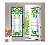 Siunwdiy Stained glass window film privacy,Frosted Window Stickers Non- Adhesive Static Stained Glass Window Cling for Home Rental Apartment Bedroom Bathroom Kitchen Door,F,45x120cm(18x47inch)