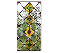 Siunwdiy Static Cling Stained Glass Window Film Colourful Geometric Patchwork Design European Retro Style Privacy Protection Anti-UV Blocking No-Glue Removable for Bathroom Kitchen,Z34,40x100cm