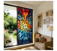 Siunwdiy Static Cling Stained Glass Window Film Removable Reusablefor No Glue UV Block Decorative Victorian Decorative Style Colorful Privacy for Home Kitchen Office Bathroom,Color 9,100x120cm
