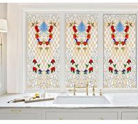 Siunwdiy Vibrant Floral Stained Glass Window Film, Colorful Flower Pattern Static Cling Privacy Covering, No Glue Decorative Frosted Film for Glass Doors & Windows, UV Blocking Home Decor,J,80x120cm