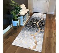 Siunwdiy White Black Blue Gold Runner Rugs for Hallway Non Slip Hallway Runner Rugs Washable Kitchen Runner Rug Low Pile Long Carpet Runner for Hallway Entryway Laundry Bedside,Diamond 5,110x200cm
