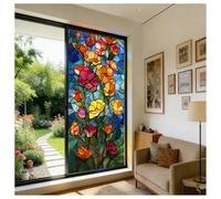 Siunwdiy Window Film Privacy cm Rainbow Static Cling Window Film Plants Flowers Patterned Stained Glass Decorative Window Covering for Bathroom Kitchen Glass Windows Doors,Color 3,120x180cm