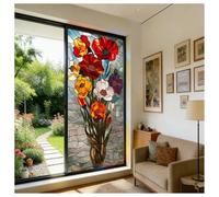 Siunwdiy Window Film Privacy cm Rainbow Static Cling Window Film Plants Flowers Patterned Stained Glass Decorative Window Covering for Bathroom Kitchen Glass Windows Doors,Color 6,60x120cm