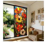 Siunwdiy Window Film Privacy cm Rainbow Static Cling Window Film Plants Flowers Patterned Stained Glass Decorative Window Covering for Bathroom Kitchen Glass Windows Doors,Color 4,30x120cm