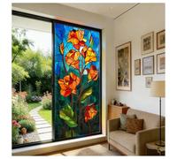 Siunwdiy Window Film Privacy cm Rainbow Static Cling Window Film Plants Flowers Patterned Stained Glass Decorative Window Covering for Bathroom Kitchen Glass Windows Doors,Color 7,30x100cm