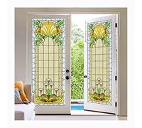 Siunwdiy Window privacy film stained glass for church,European Church Art Window Film,Stained Opaque Glass Sticker,Self Adhesive/Static Cling Decor Privacy Film,E,60x120cm(24x47inch)