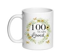 SIUNY 100th Birthday Gifts For Women Coffee Mugs - 100 Years Loved Mug - 1925 Birthday Gifts For Her - Gift For Women Turning 100-100 Year Old Gift For Woman, Mom, Grandma, Mother Mug 11oz (100)