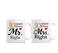 SIUNY 30 Year Anniversary For Couple Coffee Mugs Set of 2-30th Wedding Gifts Decorations for Parents Grandparents Husband Wife Him Her 11oz (30th)