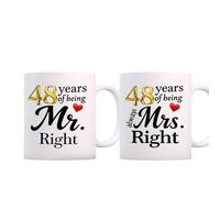 SIUNY 48 Year Anniversary For Couple Coffee Mugs Set of 2-48th Wedding Gifts Decorations for Parents Grandparents Husband Wife Him Her 11oz (48th)