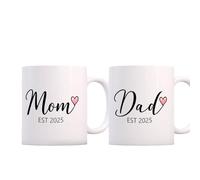 SIUNY New Parents Gifts for Couples, Mom Dad Est 2025 Coffee Mug Set, Pregnancy Announcement Gift Welcome Baby Congratulations Present, Mommy to Be First Time Daddy Cups 11 Oz (EST 2025)