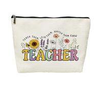 SIUNY Thank You Teacher Appreciation Cosmetic Bags -Funny It's A Good Day To Teach Tiny Humans Vintage Wildflowers Floral Makeup Travel Bag, Teacher A