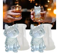 SIUPER 3D Cat Ice Cube Silicone Molds Tray for Whiskey, Cocktail, Drink Decor, Bar; Rich Details. Cute Kitty Gifts for Women Kids Girls Boys, Fun Animal Shape Soap Epoxy Resign Mold; 2 Pack
