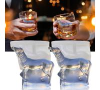 SIUPER 3D Horse Ice Cube Trays - Silicone Mold for Cocktail, Bar; Fun Animal Shape Large Horse Gift Pack of 2