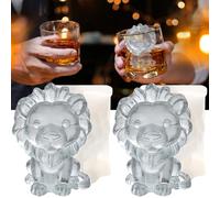 SIUPER 3D Lion Ice Cube Silicone Molds Tray for Whiskey, Cocktail, Drink Decor, Bar; Rich Details. Cute Lions Gifts for Women Kids Girls Boys, Fun Animal Shape Soap Epoxy Resign Mold; 2 Pack