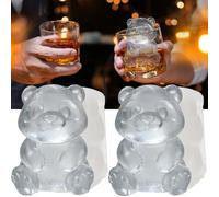 SIUPER 3D Panda Ice Cube Silicone Molds Tray for Whiskey, Cocktail, Drink Decor, Bar; Rich Details. Cute Gifts for Women Kids Girls Boys, Fun Animal Shape Soap Epoxy Resign Mold; 2 Pack
