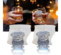 SIUPER 3D Pug Dog Ice Cube Silicone Molds Tray for Whiskey, Cocktail, Drink Decor, Bar; Rich Details. Fun Animal Shape Large Dogs Candle Epoxy Resign Mold; Pug Gifts for Women Kids Puppy Lover, 2 Pack