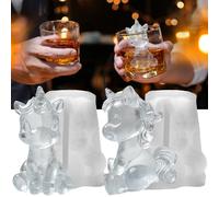 SIUPER 3D Unicorn Ice Cube Silicone Molds Tray for Whiskey, Cocktail, Drink Decor, Bar; Rich Details. Cute Gifts for Women Kids Girls Unicorns Lover, Fun Horse Animal Shape Epoxy Resign Mold; 2 Pack