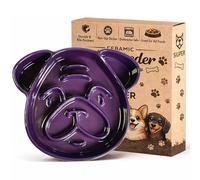 SIUPER Art Ceramic Slow Feeder Dog Bowl Pug Shape, Pet-Safe Materials, Bite-Resistant & Dishwasher Safe, Maze Puzzle Design to Prevent Fast Eating, Bloat, Choking for Medium Dogs；Gift for Pet Lovers