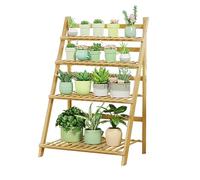 SIUQCGIPRT Plant Stand Bamboo Ladder Frame Utility 4 Tier Plant Stand Rack Multiple Flower Pot Holder Shelf Indoor Outdoor Planter Display Shelving Unit For Patio Garden Fol