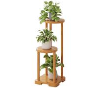 SIUQCGIPRT Plant Stand Bamboo Plant Stand for Indoor Outdoor Multiple Flower Pot Holder Shelf Corner Tall Plants Shelf Display Rack for Patio Garden Corner Balcony Living Room,B,3 Tie（A-3 Tiers）
