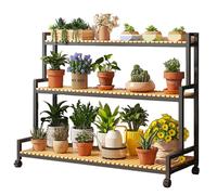 SIUQCGIPRT Plant Stand Indoor Plant Stand with Wheels Rolling Plants Rack Corner Display Shelves Multi-Tier Planter Pot Holder Flower Stand for Living Room Balcony Garden Patio,White,（Black-3 Tiers）