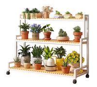 SIUQCGIPRT Plant Stand Indoor Plant Stand with Wheels Rolling Plants Rack Corner Display Shelves Multi-Tier Planter Pot Holder Flower Stand for Living Room Balcony Garden Patio,White,（White-3 Tiers）