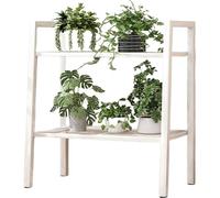 SIUQCGIPRT Plant Stand Metal Plant Stand Outdoor Indoor Waterproof, Heavy Duty Tall Plant Shelf Flower Pot Holder Display Rack for Garden, Storage Rack for Bathroom, Living Room, Balc（White-2 Tiers）
