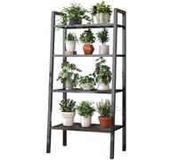 SIUQCGIPRT Plant Stand Metal Plant Stand Outdoor Indoor Waterproof, Heavy Duty Tall Plant Shelf Flower Pot Holder Display Rack for Garden, Storage Rack for Bathroom, Living Room, Balc（Black-4 Tiers）