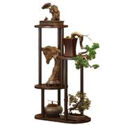 SIUQCGIPRT Plant Stand Plant Stand Indoor Corner Wood Plant Shelf for Multiple Plants Tall Round Flower Pot Holder Rack for Patio Garden Balcony Living Room Bedroom,B,5 Tier（A-4 Tier）