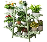 SIUQCGIPRT Plant Stand Plant Stand Indoor Outdoor - Tall Plant Shelf for Multiple Plants Pots - Bamboo Flower Stand Holder Ladder Rack for Windowsill Garden Balcony Living Room Patio,（Green-7 Potted）