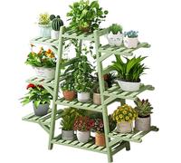 SIUQCGIPRT Plant Stand Plant Stand Indoor Outdoor - Tall Plant Shelf for Multiple Plants Pots - Bamboo Flower Stand Holder Ladder Rack for Windowsill Garden Balcony Living Room Patio,（Green-9 Potted）