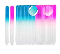 SIUSIO 40 Pack Professional Czech Crystal Glass Nail Files Double Sided Etched Surface Files Gradient Rainbow Color for Acrylic Nail Emery Boards & Buffer (Pink&Blue)