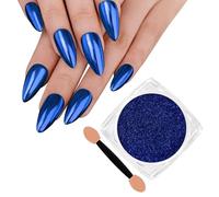 SIUSIO Chrome Nail Powder, Metallic Mirror Effect Holographic Shimmer Glitter Dust Manicure Decoration Nail Art Pigment for DIY Gel Polish Nail Art, Resin Craft, Salon, Gifts - Royal Blue