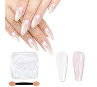 SIUSIO White Pearl Chrome Nail Powder,Iridescent Aurora Powder Metallic Mirror Effect Pigment Pearlescent Mermaid Pigment Pearl Glitter Dust Kit, Nail Art Decoration, Resin Craft