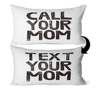 SiuSue Funny Call Your Mom Text Your Mom Reversible Throw Pillow Cover Case, for Daughter, Son Gifts, Dorm Room Accessories Graduation Party, 12 x 20 Inch Linen Cushion Cover, Freshman Gift