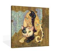 SiuSue Mystical Witchy Boho Cat Spiritual Canvas Wall Art Poster Prints Artwork Pictures Framed for Home Kids Room Bedroom Living Room Meditation Room, 12x12 Inch