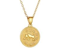 SIUSYACI 12 Constellation Stainless Steel Necklace Zodiac Round Charms Pendant Star Sign Horoscope Pendant Astrology Birthday Gifts (Taurus)