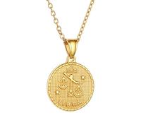 SIUSYACI 12 Constellation Stainless Steel Necklace Zodiac Round Charms Pendant Star Sign Horoscope Pendant Astrology Birthday Gifts (Libra)