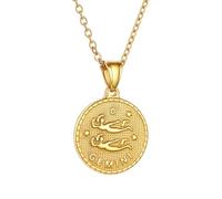 SIUSYACI 12 Constellation Stainless Steel Necklace Zodiac Round Charms Pendant Star Sign Horoscope Pendant Astrology Birthday Gifts (Gemini)