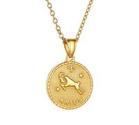 SIUSYACI 12 Constellation Stainless Steel Necklace Zodiac Round Charms Pendant Star Sign Horoscope Pendant Astrology Birthday Gifts (Aries)