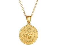 SIUSYACI 12 Constellation Stainless Steel Necklace Zodiac Round Charms Pendant Star Sign Horoscope Pendant Astrology Birthday Gifts (Scorpio)
