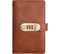 SIUSYACI Password Lock Money Saving Notebook with PU Leather Cover, Budget Book for Cash and Document Storage, for Students and Young Professionals (Brown)