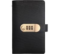 SIUSYACI Password Lock Money Saving Notebook with PU Leather Cover, Budget Book for Cash and Document Storage, for Students and Young Professionals (Black)