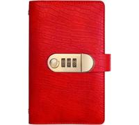SIUSYACI Password Lock Money Saving Notebook with PU Leather Cover, Budget Book for Cash and Document Storage, for Students and Young Professionals (Red)