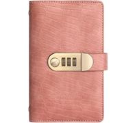 SIUSYACI Password Lock Money Saving Notebook with PU Leather Cover, Budget Book for Cash and Document Storage, for Students and Young Professionals (Pink)