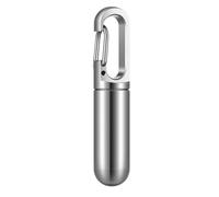 SIUSYACI Stainless Steel Pill Box Keychain, Protable Pill Box Keychain Medicine Case Bottle, Waterproof Metal Pocket Holder Medicine Bottle for Outdoor Camping Travel (Silver)
