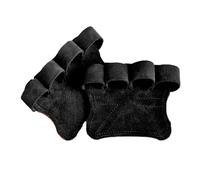 SIUSYACI Training Grip Pads Cowhide Leather Non-Slip Strength Belt Lifting Pads Deadlift Workout Fitness Gloves Palm Protector (Black)
