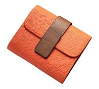SIUSYACI Women’s Accordion Style Wallet, Small PU Leather Credit Card Holder, Compact Wallet with Multiple Card Slots, Zipper Buckle Closure Card Case, Orange, Fashion