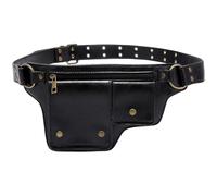 SIUSYACI Women Waist Bag Adjustable Belt PU Leather Steampunk Retro Design, Festival Gift Multipurpose Gothic Fanny Pack Hip Pouch, Black, Retro